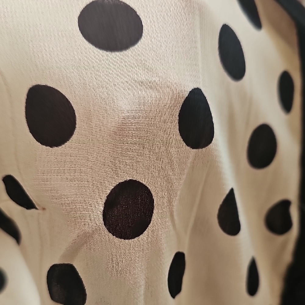 Pinky NWT Women's Black and Cream Polka Dot Blouse Size Medium - Picture 5 of 8